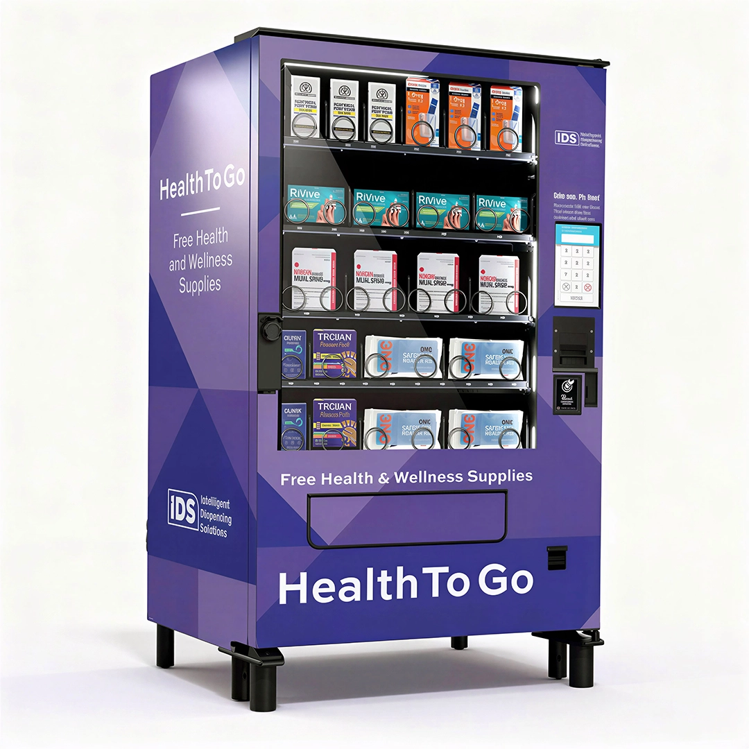 IDS high-capacity outdoor harm reduction vending machine with secure public health supply access