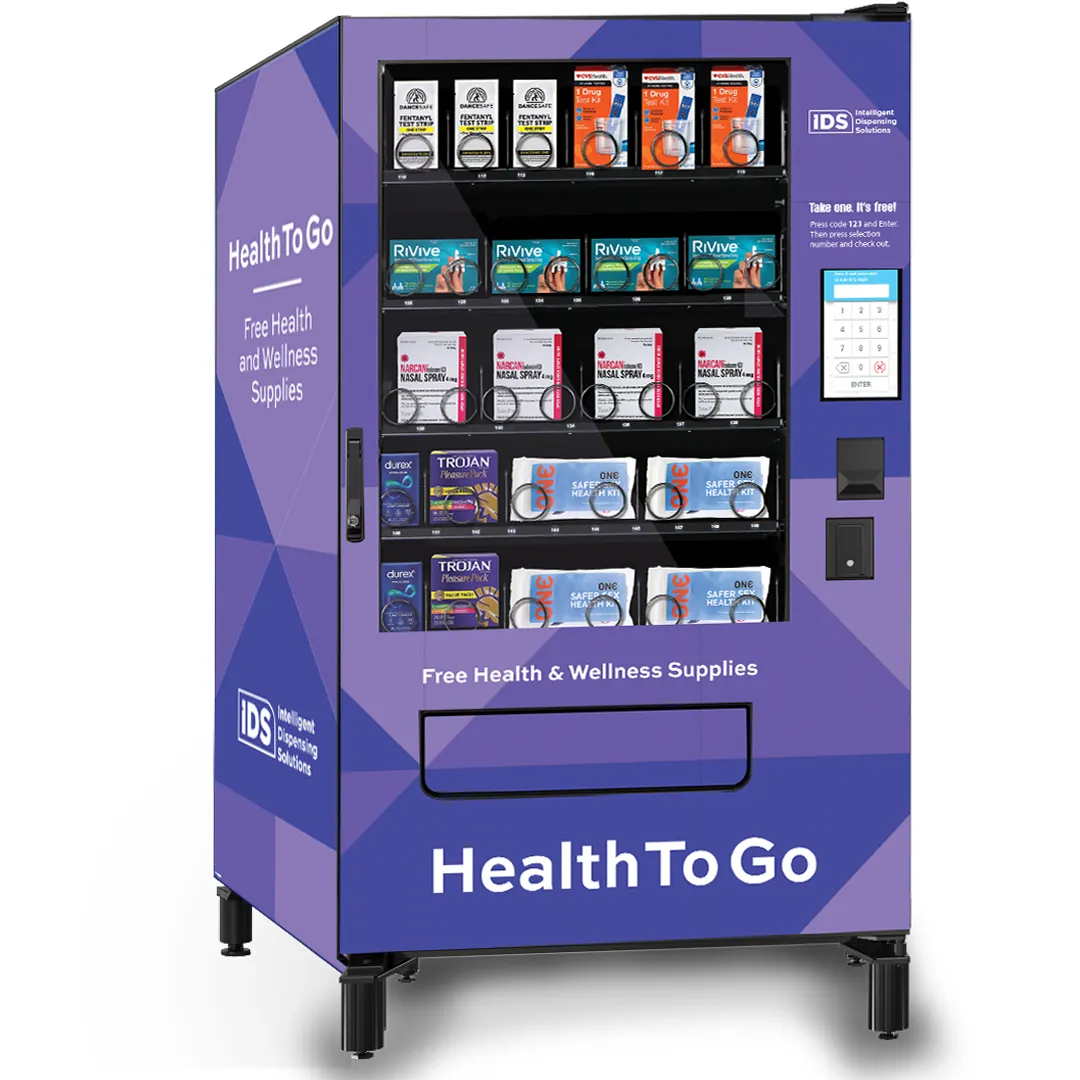 IDS high-capacity refrigerated vending machine for public health and harm reduction supplies