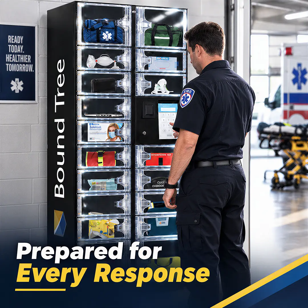 EMS professional accessing supplies from a UCapIt ClearVision Smart Locker