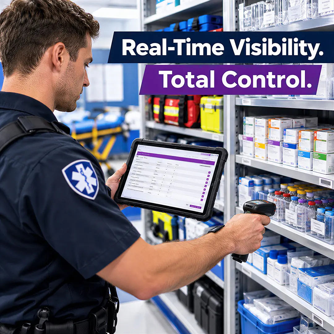 EMS professional using UCapIt Virtual Tracker to monitor inventory
